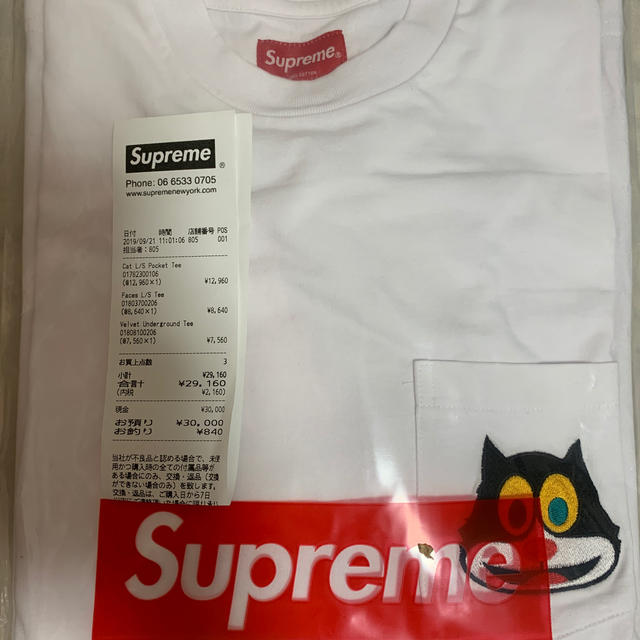 メンズsupreme Cat L/S Pocket Tee