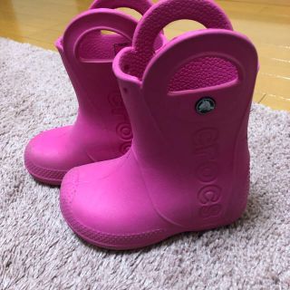 クロックス(crocs)の☆crocs ピンク レインブーツ c8＝15.5cm(長靴/レインシューズ)