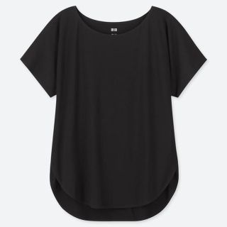 ユニクロ(UNIQLO)の新品【UNIQLO】エアリズム シームレスVネックロングT 半袖 黒 XL(Tシャツ(半袖/袖なし))