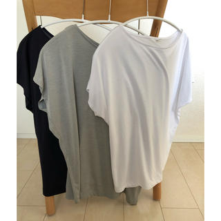 ユニクロ(UNIQLO)のユニクロ  ドレープ Tシャツ 3枚セット 白、紺、グレー Sサイズ(Tシャツ(半袖/袖なし))