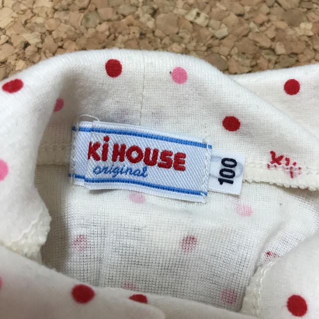 mikihouse(ミキハウス)の100 ミキハウス ハイネック ピンクドット柄 キッズ/ベビー/マタニティのキッズ服女の子用(90cm~)(Tシャツ/カットソー)の商品写真