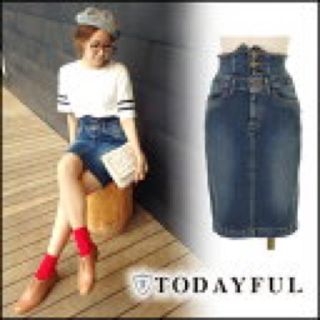 トゥデイフル(TODAYFUL)のTODAYFUL life'sハイウエストデニムスカート size38 ME03(ひざ丈スカート)