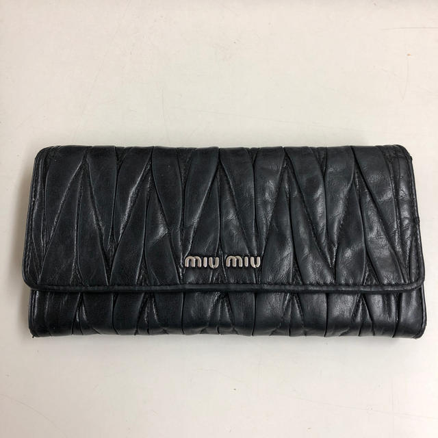 miumiu ミュウミュウ 黒 長財布 財布 ブランド 正規品 レディースのファッション小物(財布)の商品写真
