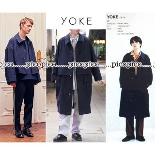  今季 新品 YOKE ヨーク 3WAY バルカラー コート S ネイビー (ステンカラーコート)