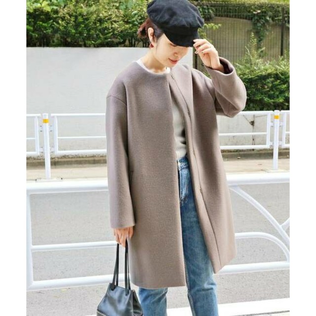 2018AW＊IENA ラムウールノーカラーコート
グレー イエナ