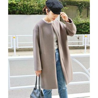 イエナ(IENA)の2018AW＊IENA ラムウールノーカラーコート
グレー イエナ(ノーカラージャケット)