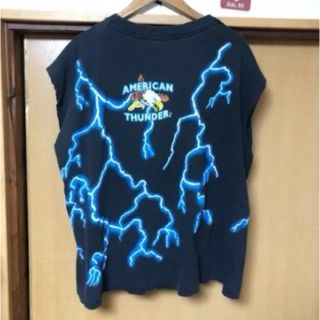 90s american thunder アメリカンサンダーウルフ柄半袖Tシャツ