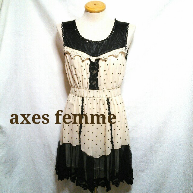 axes femme(アクシーズファム)の[axes]ドットとレースのワンピ レディースのワンピース(ミニワンピース)の商品写真