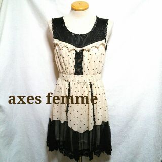 アクシーズファム(axes femme)の[axes]ドットとレースのワンピ(ミニワンピース)