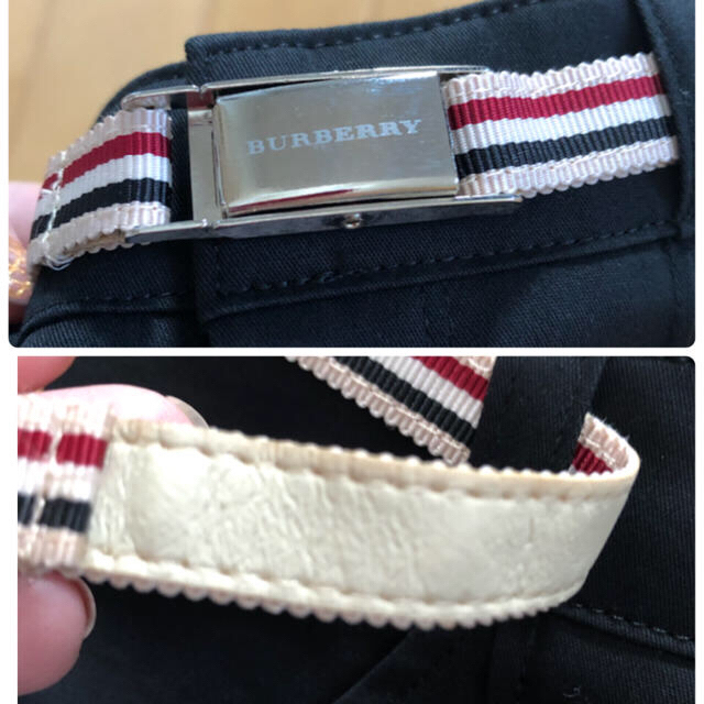 BURBERRY(バーバリー)の値下げ★バーバリー 新品 ベルトがオシャレな黒ズボン 110cm キッズ/ベビー/マタニティのキッズ服女の子用(90cm~)(パンツ/スパッツ)の商品写真