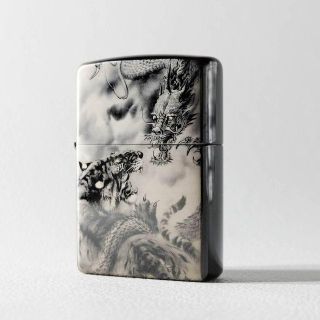 ジッポー(ZIPPO)のZIPPO 龍虎 レーザー彫刻 ブラックチタンコーティング 廃盤商品(タバコグッズ)