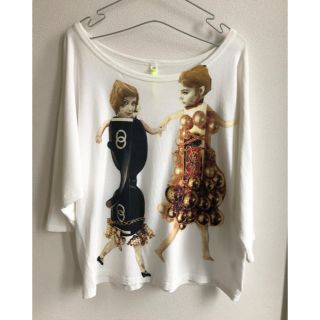 アチャチュムムチャチャ(AHCAHCUM.muchacha)の天竺踊り子プリントTシャツ/ホワイト(Tシャツ(長袖/七分))