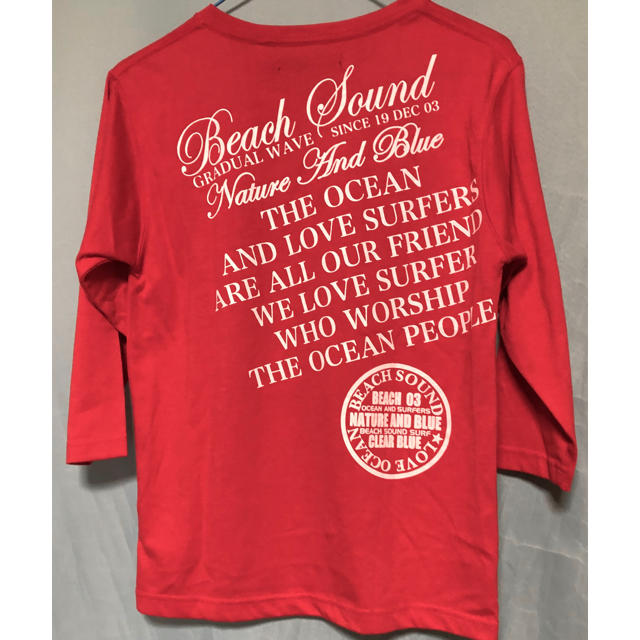BEACH SOUND(ビーチサウンド)のBeach sound 七分袖Tシャツ 朱赤×白プリント メンズのトップス(Tシャツ/カットソー(七分/長袖))の商品写真