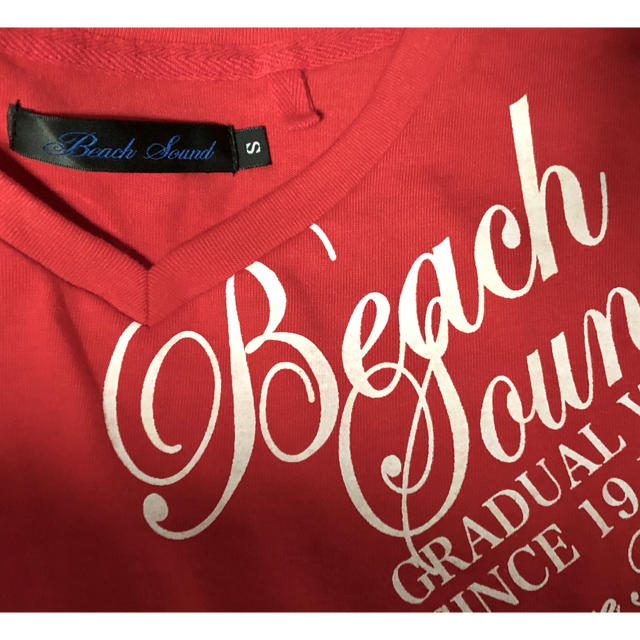 BEACH SOUND(ビーチサウンド)のBeach sound 七分袖Tシャツ 朱赤×白プリント メンズのトップス(Tシャツ/カットソー(七分/長袖))の商品写真