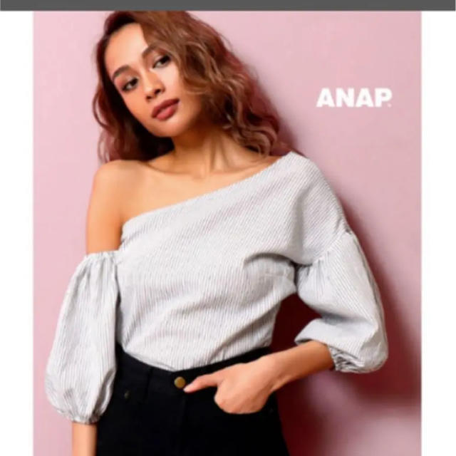 ANAP(アナップ)のストライプワンショルトップス レディースのトップス(シャツ/ブラウス(長袖/七分))の商品写真
