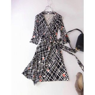 ダイアンフォンファステンバーグ(DIANE von FURSTENBERG)の美品 DIANE von FURSTENBERG ラップドレスワンピース 0(ひざ丈ワンピース)