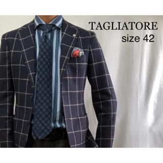 ボリオリ(BOGLIOLI)の【貴重size42】秋冬 TAGLIATORE ネイビーチェックジャケット(テーラードジャケット)