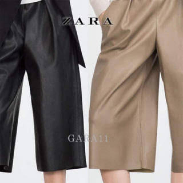 ZARA(ザラ)のZARA フェイクレザー キュロット ガウチョ パンツ レディースのパンツ(キュロット)の商品写真