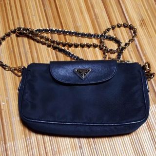 プラダ(PRADA)のプラダ  ショルダーバッグ  ブラック  ナイロン  レザー(ショルダーバッグ)