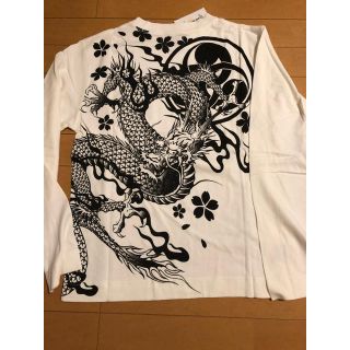 カラクリタマシイ(絡繰魂)の絡繰魂 からくり魂 和柄 龍 プリント長袖Tシャツ 白 Mサイズ 新品(Tシャツ/カットソー(七分/長袖))