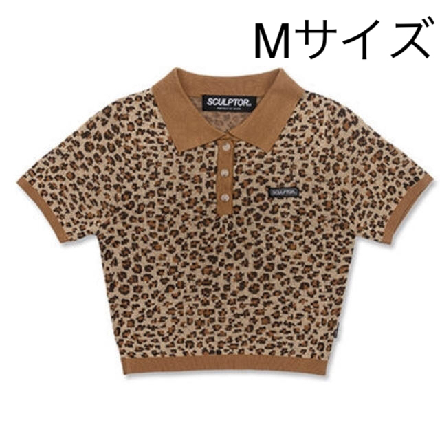 SCULPTOR LEOPARD POLO KNIT TOP  Mサイズ