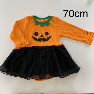 ハロウィン かぼちゃ チュールワンピース 70(ワンピース)