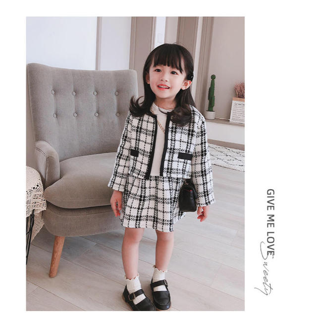 ツィードセットアップ風ワンピース キッズ/ベビー/マタニティのキッズ服女の子用(90cm~)(ワンピース)の商品写真