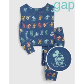 ベビーギャップ(babyGAP)の新品 GAP ミッキー 長袖 パジャマ 95 ブルー(パジャマ)