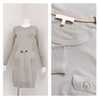 マックスマーラ(Max Mara)のS MAXMARA ベルト付き ウールニットワンピース(ひざ丈ワンピース)