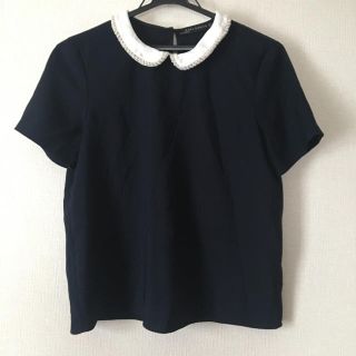 ザラ(ZARA)のzara パール襟付き ブラウス(シャツ/ブラウス(半袖/袖なし))