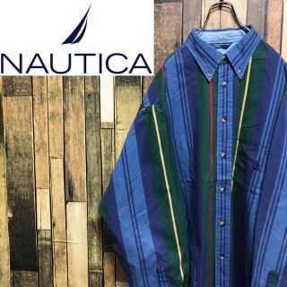 ノーティカ(NAUTICA)の【トシオ様専用】ノーティカ☆刺繍ロゴ入りマルチストライプBDビッグシャツ 90s(シャツ)