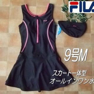 フィラ(FILA)の◆FILAフィラ・オールインワン・フィットネスワンピース水着・9号M・黒ピンク(水着)