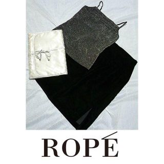 ロペ(ROPE’)の★美品★セットアップ★s-8 ロペ＆ジェイアンドアール ベロア ラメ ブラック(ひざ丈スカート)