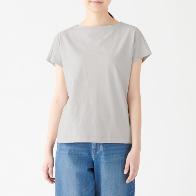 MUJI (無印良品)(ムジルシリョウヒン)の無印良品 ムラ糸天竺編みフレンチスリーブＴシャツ （ライトシルバーグレー・M ） レディースのトップス(Tシャツ(半袖/袖なし))の商品写真