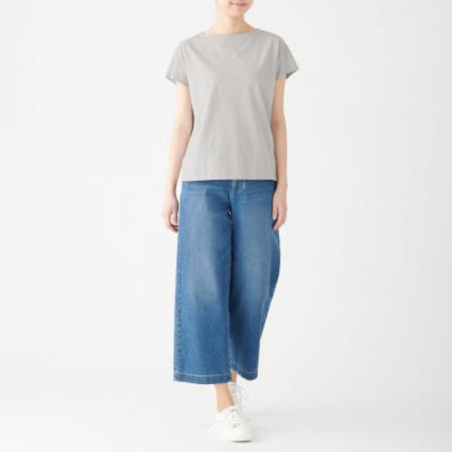 MUJI (無印良品)(ムジルシリョウヒン)の無印良品 ムラ糸天竺編みフレンチスリーブＴシャツ （ライトシルバーグレー・M ） レディースのトップス(Tシャツ(半袖/袖なし))の商品写真