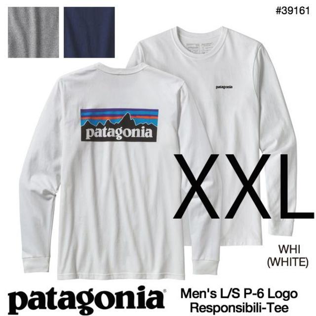 新品 XXL パタゴニア ロングスリーブ P6 ロゴ長袖Tシャツ 白 ロンT長T