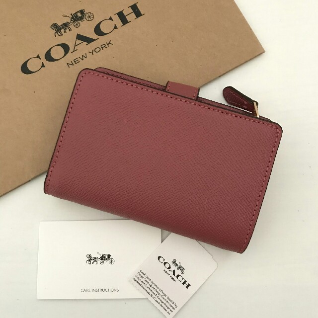 【新品】COACH(コーチ)レッド ルージュ  レザー 二つ折り財布