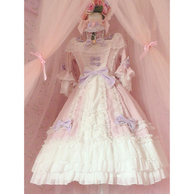 【在庫あり/即出荷可】 Angelic Pretty セット ラベンダー ピンク ドレス ヒナナクイーンナ - ひざ丈ワンピース