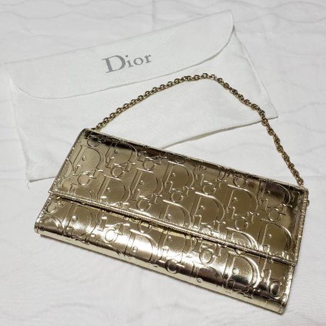 Christian Dior(クリスチャンディオール)の[ゆうてぃ様専用]Dior エナメルト長財布　ゴールド レディースのファッション小物(財布)の商品写真
