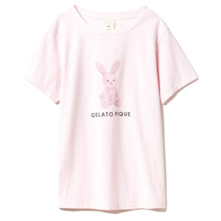 ジェラートピケ(gelato pique)のジェラートピケ アニマルワンポイントTシャツ ウサギ ピンク(ルームウェア)