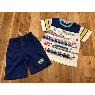 マザウェイズ(motherways)の新品 マザウェイズ 新幹線 半袖 Tシャツ ハーフパンツ  セット 97センチ(Tシャツ/カットソー)