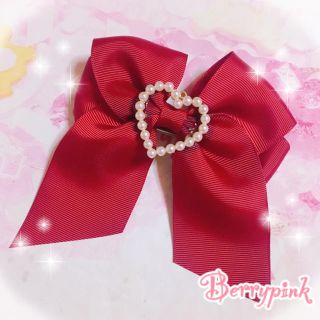 Berrypink♡オープンハートパールのリボンバレッタ♡(ヘアアクセサリー)