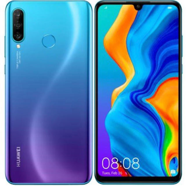 ANDROID(アンドロイド)の新品HUAWEI ファーウェイ P30 lite ピーコックブルー　SIMフリー スマホ/家電/カメラのスマートフォン/携帯電話(スマートフォン本体)の商品写真