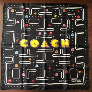 コーチ(COACH)のコーチ×パックマン　スカーフ　黒　限定品(バンダナ/スカーフ)