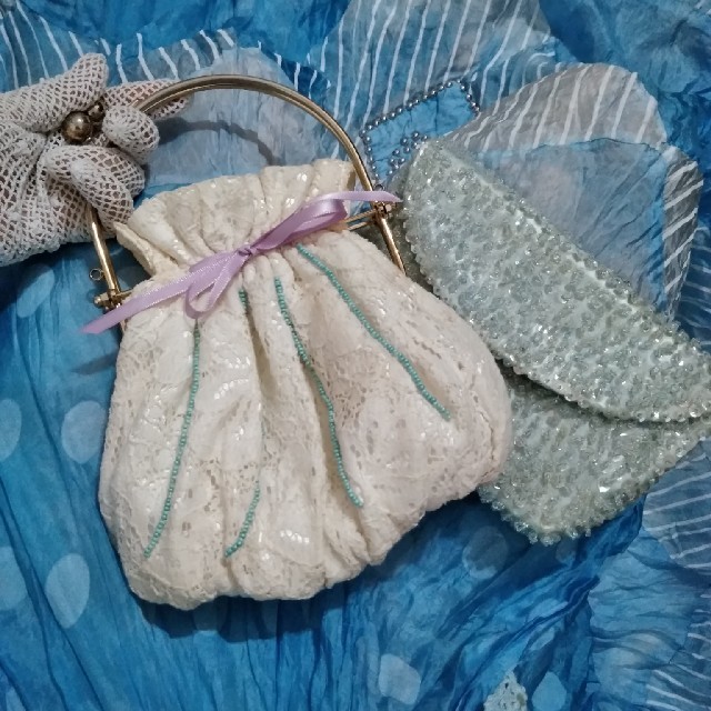 Antique 海の贈物 貝殻 ビーズ刺繍 シェルバッグ