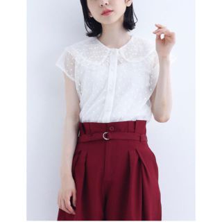 メルロー(merlot)の新品未使用 merlot plus ドット柄シアーチュールブラウス 完売(シャツ/ブラウス(半袖/袖なし))