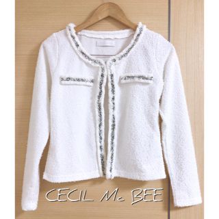 セシルマクビー(CECIL McBEE)のCECIL Mc BEE★ホワイト★ノーカラージャケット★カーディガン★アウター(ノーカラージャケット)