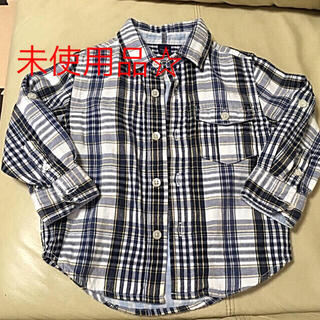 ギャップキッズ(GAP Kids)のお早い方勝ち！未使用☆美品 GAP可愛いブルーチェック柄2wayシャツ 95(Tシャツ/カットソー)