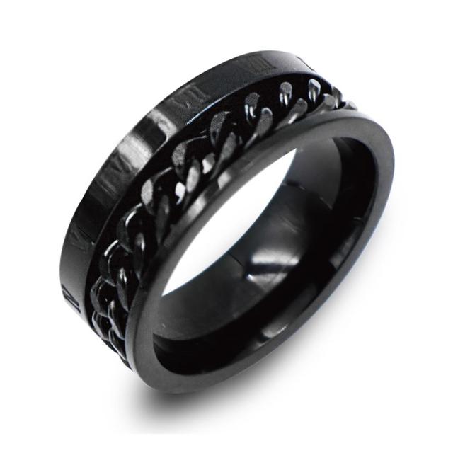 リング 指輪 ローマ数字 ブラック 喜平チェーン サージカルステンレス メンズ メンズのアクセサリー(リング(指輪))の商品写真