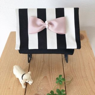 ハンドメイド 大人可愛い リボン付き移動ポケット ピンク(その他)